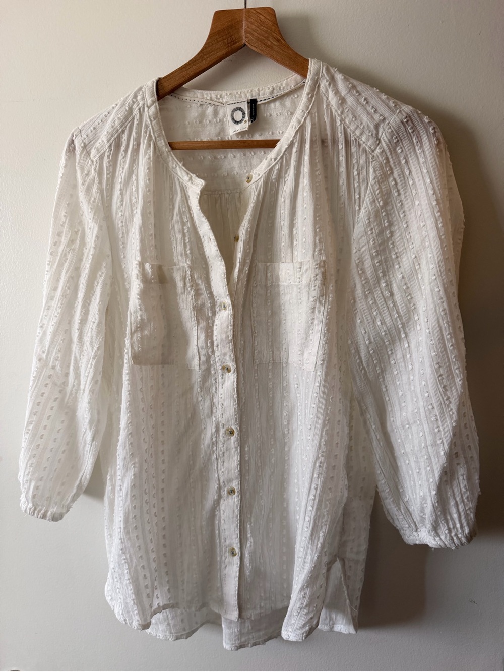 Anthropologie White Eyelet Button-Down Blouse